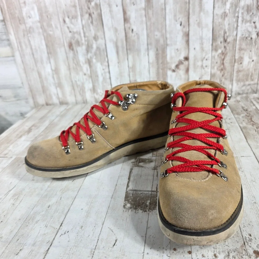 Bed Stu Mens Tan Suede Hiking Chukka Boots Red Laces Size 11 EUR‎ 44